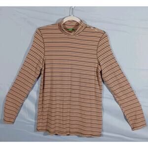 United Colors of Benetton Turtleneck Women's Small Striped Long Sleeve Soft Top